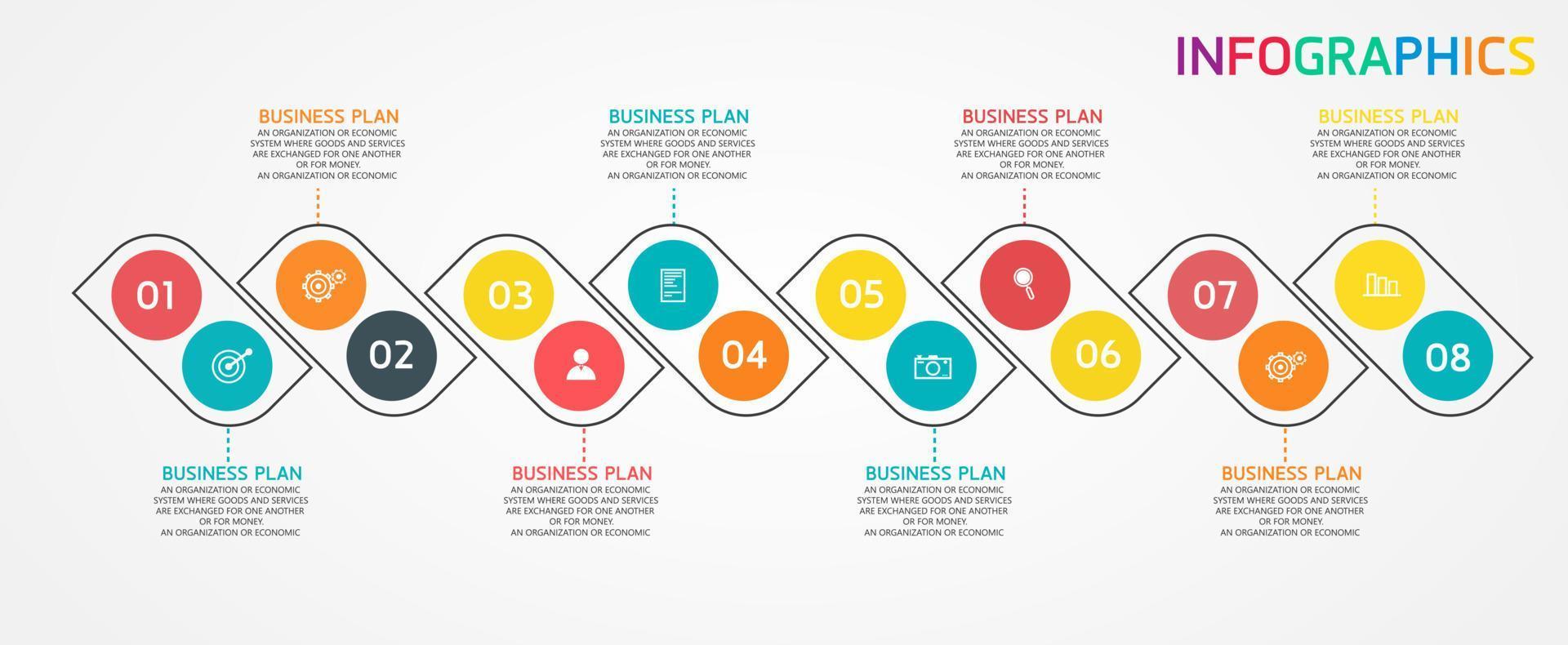 timeline infographic template Presentation business idea with icons, options or steps. infographics for business ideas Can be used for data graphics, flowcharts, websites, banners. vector