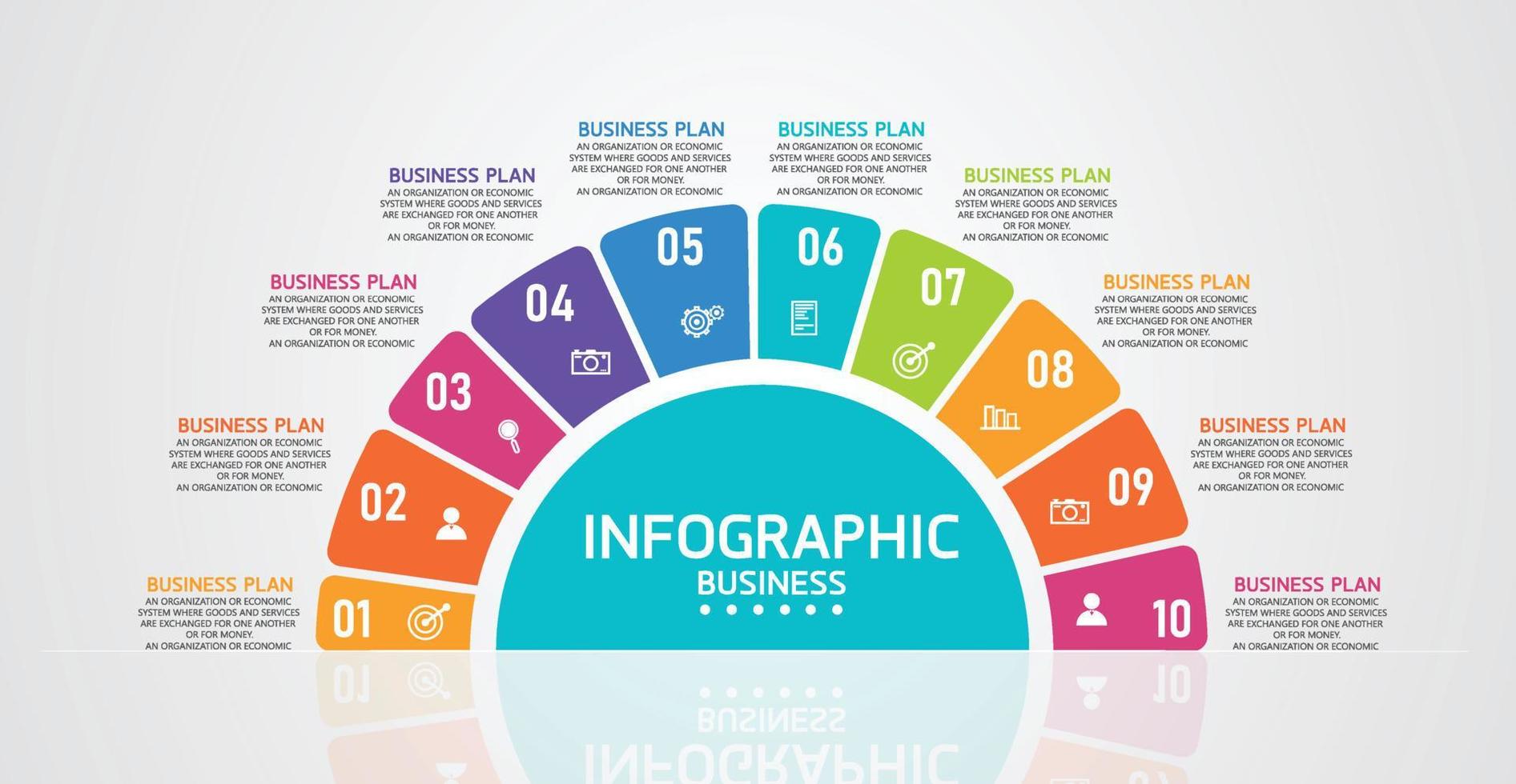 idea de negocio de presentación de plantilla infográfica de línea de tiempo con iconos, opciones o pasos. las infografías para ideas de negocios se pueden usar para gráficos de datos, diagramas de flujo, sitios web, pancartas. vector