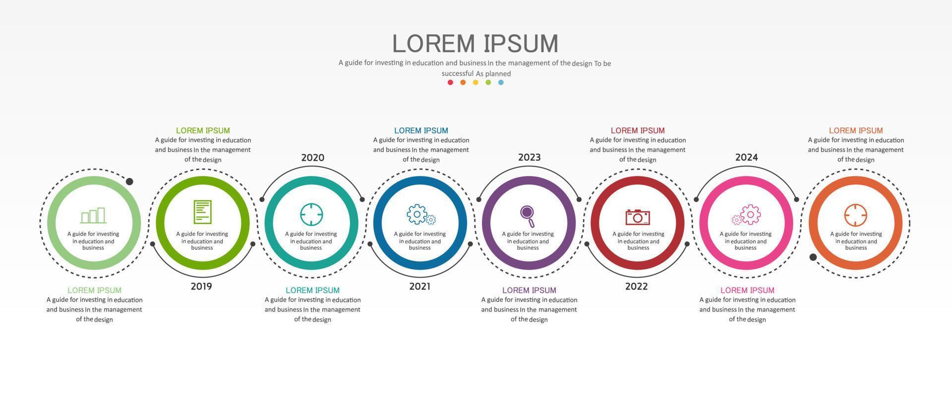 timeline infographic template Presentation business idea with icons, options or steps. infographics for business ideas Can be used for data graphics, flowcharts, websites, banners. vector