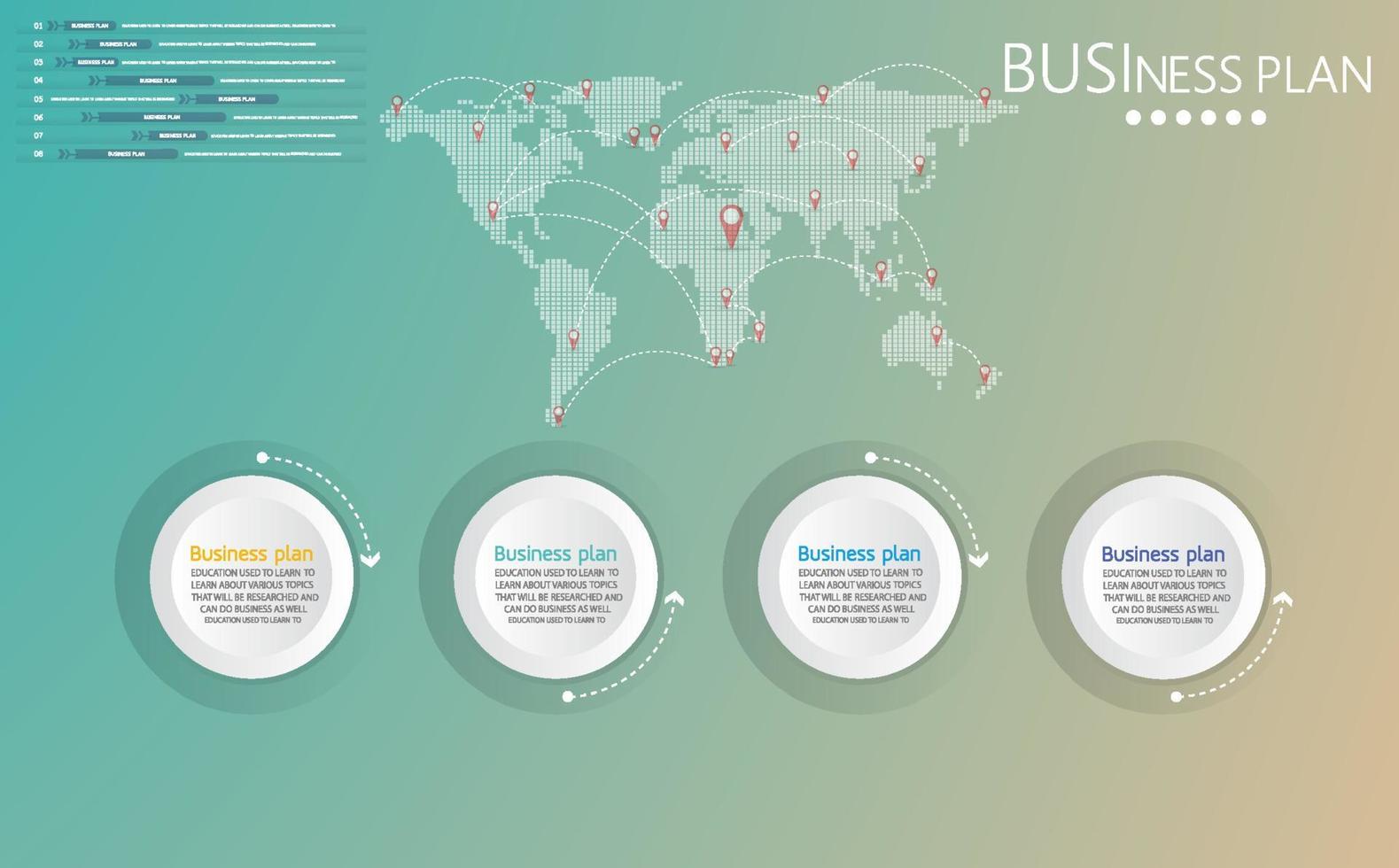 idea de negocio de presentación de plantilla infográfica de línea de tiempo con iconos, opciones o pasos. las infografías para ideas de negocios se pueden usar para gráficos de datos, diagramas de flujo, sitios web, pancartas. vector