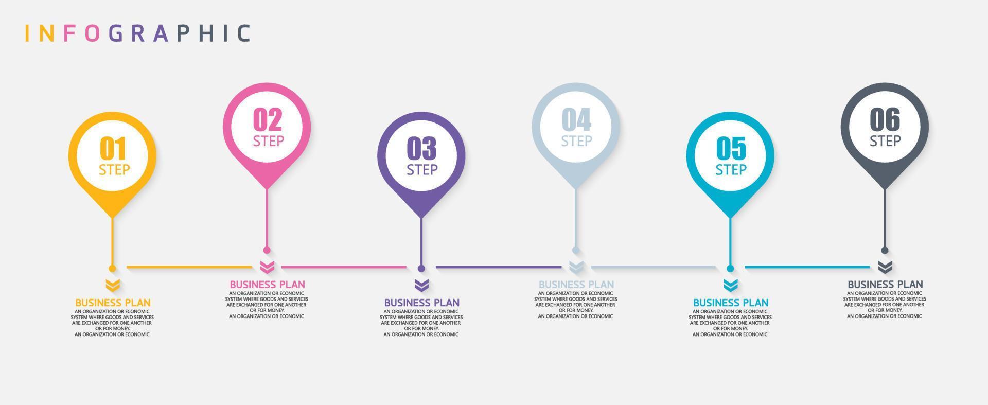 idea de negocio de presentación de plantilla infográfica de línea de tiempo con iconos, opciones o pasos. las infografías para ideas de negocios se pueden usar para gráficos de datos, diagramas de flujo, sitios web, pancartas. vector