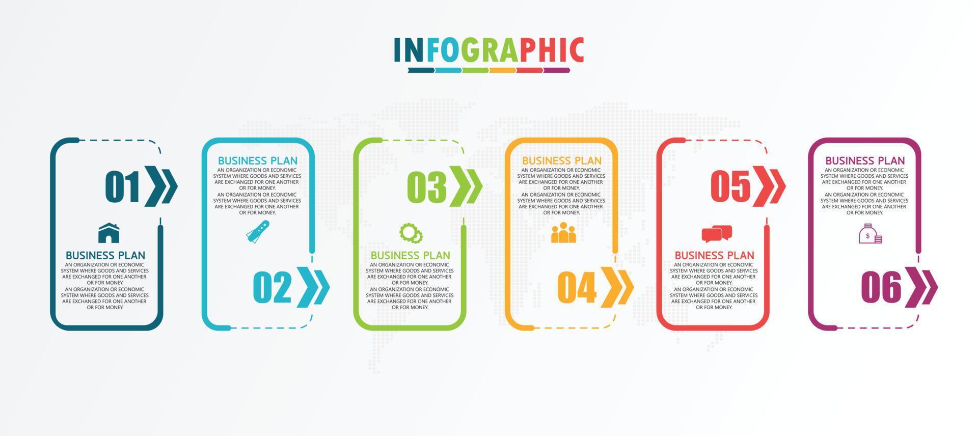 idea de negocio de presentación de plantilla infográfica de línea de tiempo con iconos, opciones o pasos. las infografías para ideas de negocios se pueden usar para gráficos de datos, diagramas de flujo, sitios web, pancartas. vector