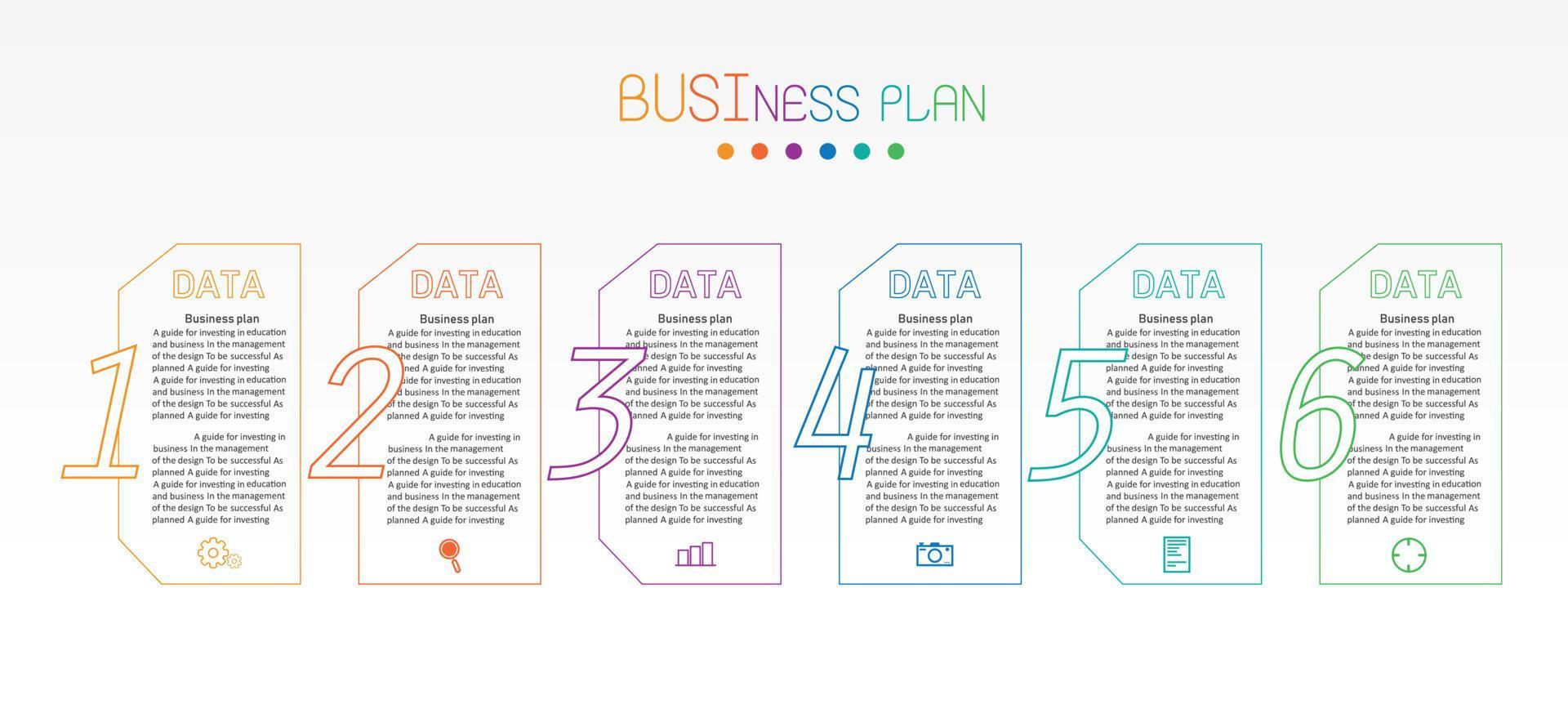 idea de negocio de presentación de plantilla infográfica de línea de tiempo con iconos, opciones o pasos. las infografías para ideas de negocios se pueden usar para gráficos de datos, diagramas de flujo, sitios web, pancartas. vector