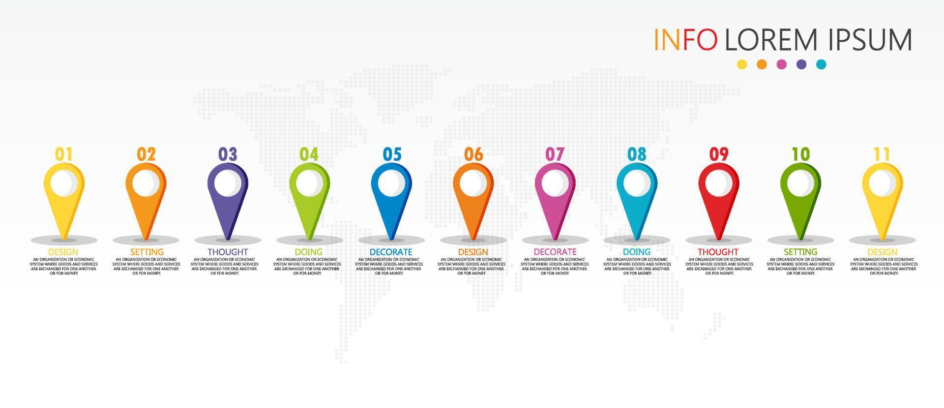 idea de negocio de presentación de plantilla infográfica de línea de tiempo con iconos, opciones o pasos. las infografías para ideas de negocios se pueden usar para gráficos de datos, diagramas de flujo, sitios web, pancartas. vector