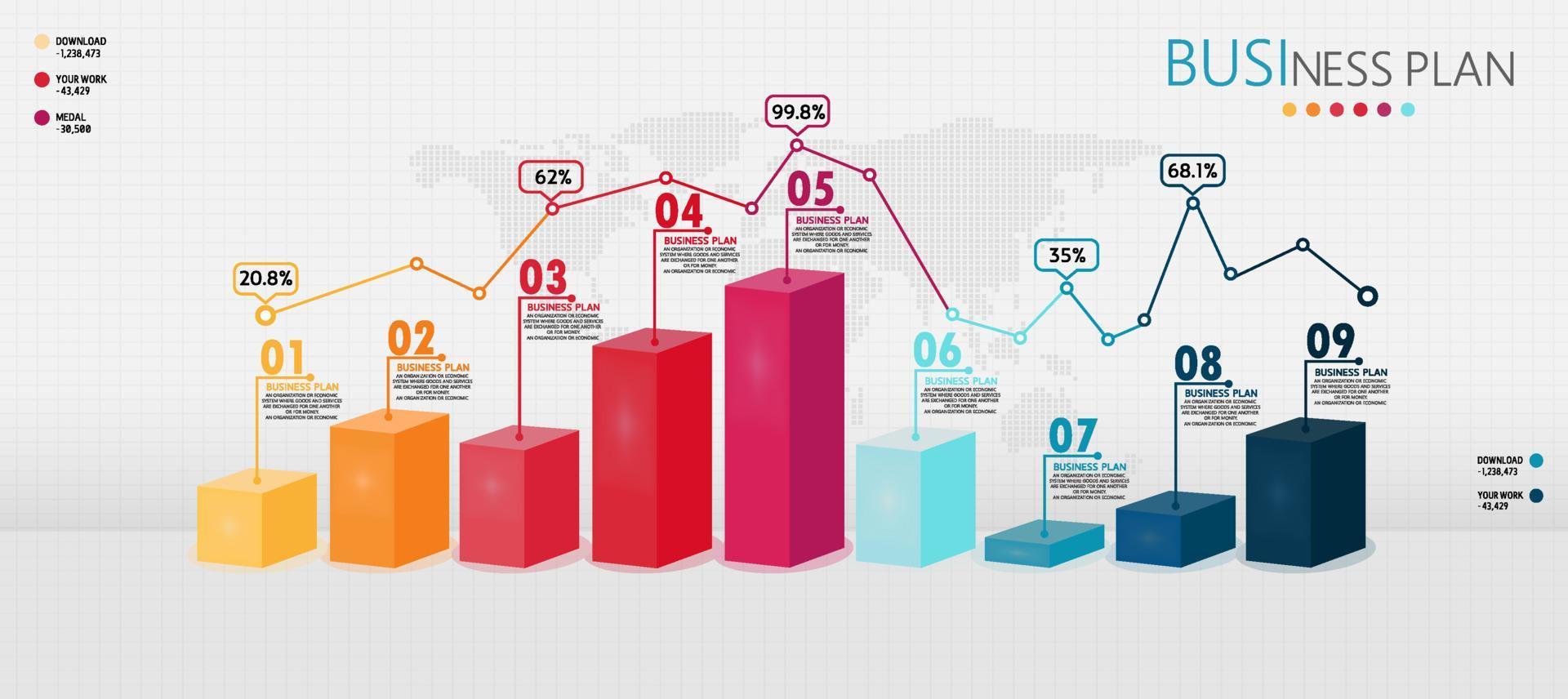 idea de negocio de presentación de plantilla infográfica de línea de tiempo con iconos, opciones o pasos. las infografías para ideas de negocios se pueden usar para gráficos de datos, diagramas de flujo, sitios web, pancartas. vector