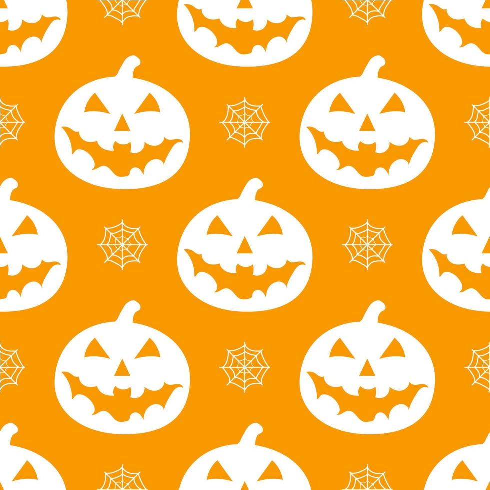 halloween pattern with pumpkins, web on orange background vector