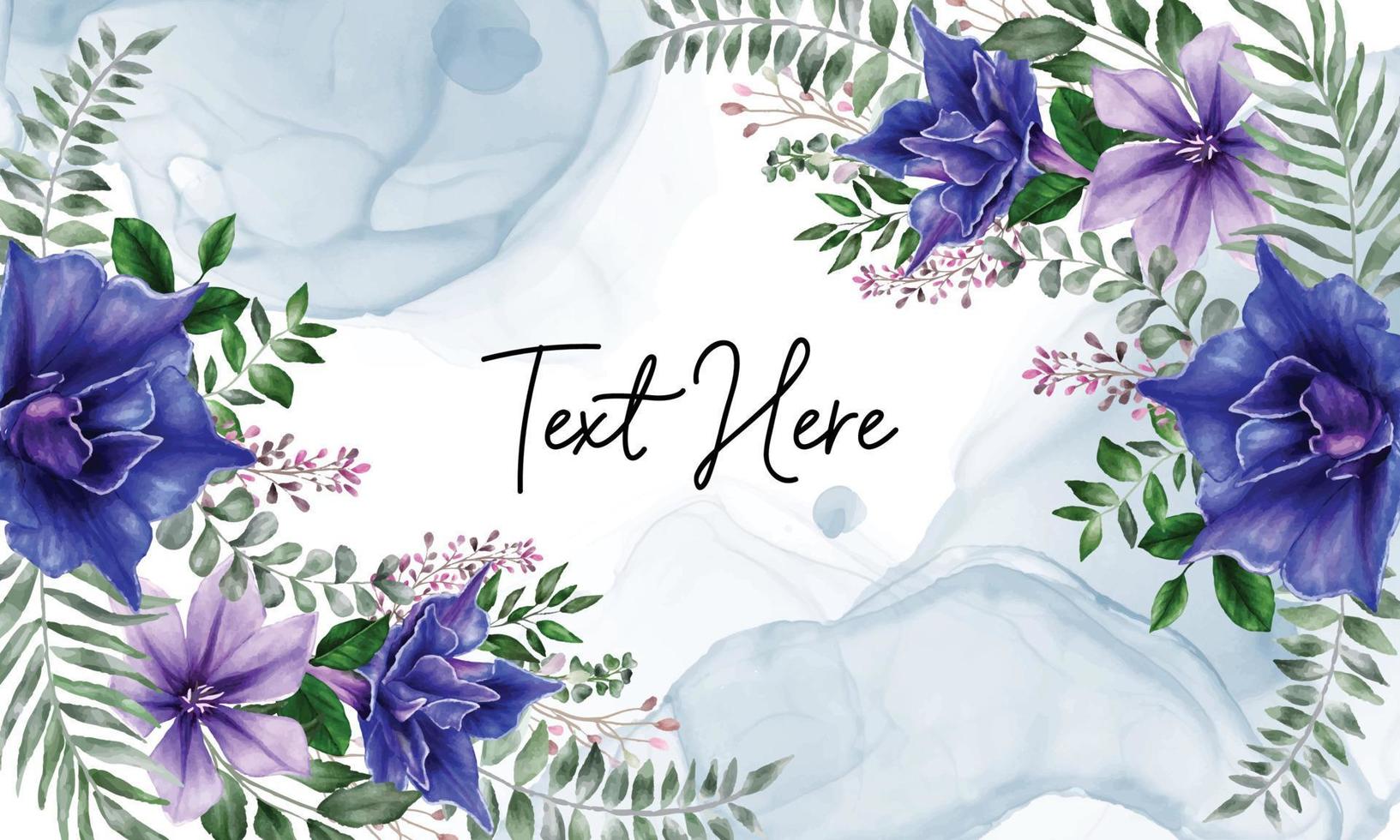 Romantic floral background with blue flower ornament vector