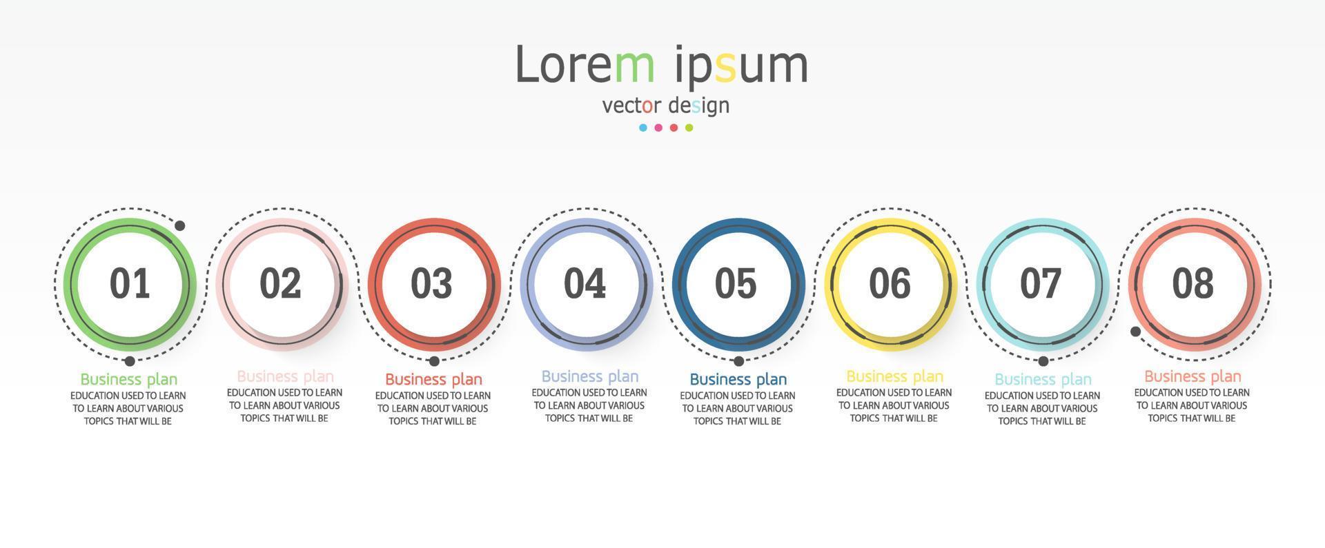 idea de negocio de presentación de plantilla infográfica de línea de tiempo con iconos, opciones o pasos. las infografías para ideas de negocios se pueden usar para gráficos de datos, diagramas de flujo, sitios web, pancartas. vector