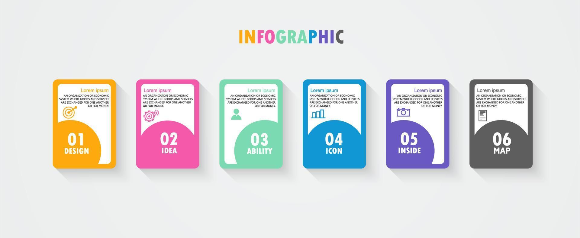 vector infographic label template with icon options or steps infographics for business ideas presentations It can be used for information graphics, presentations, websites, banners, print media.