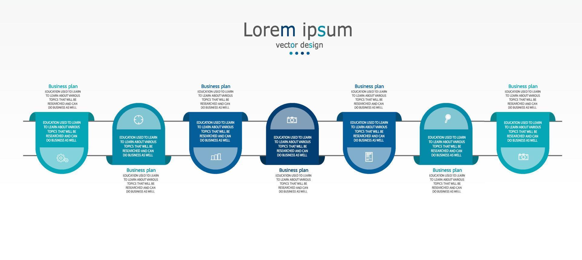 idea de negocio de presentación de plantilla infográfica de línea de tiempo con iconos, opciones o pasos. las infografías para ideas de negocios se pueden usar para gráficos de datos, diagramas de flujo, sitios web, pancartas. vector