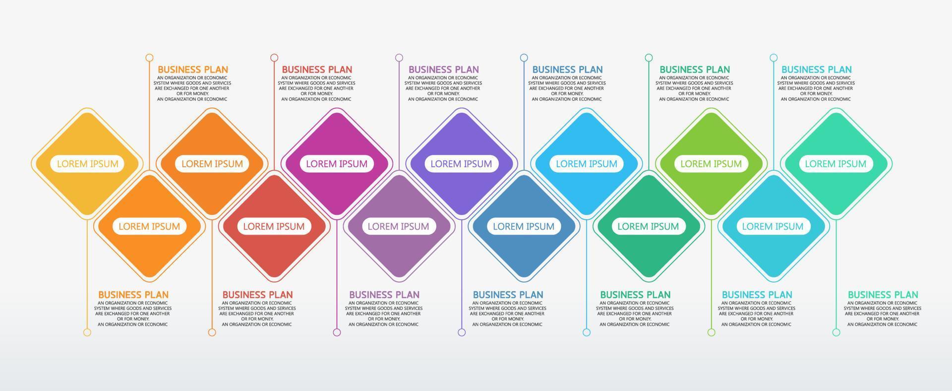 idea de negocio de presentación de plantilla infográfica de línea de tiempo con iconos, opciones o pasos. las infografías para ideas de negocios se pueden usar para gráficos de datos, diagramas de flujo, sitios web, pancartas. vector