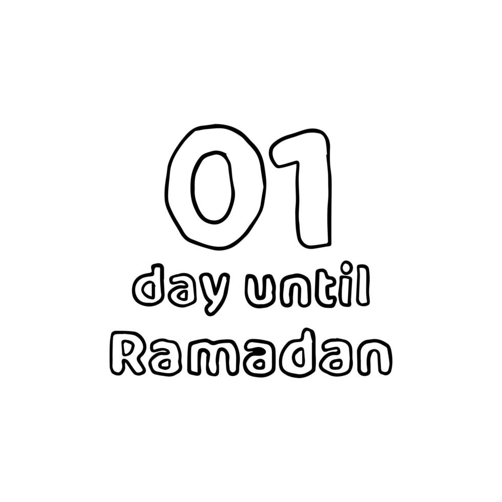 Countdown to Ramadan - 01 Days to Ramadan - 01 Hari Menuju Ramadhan Pencil Sketch Illustration vector