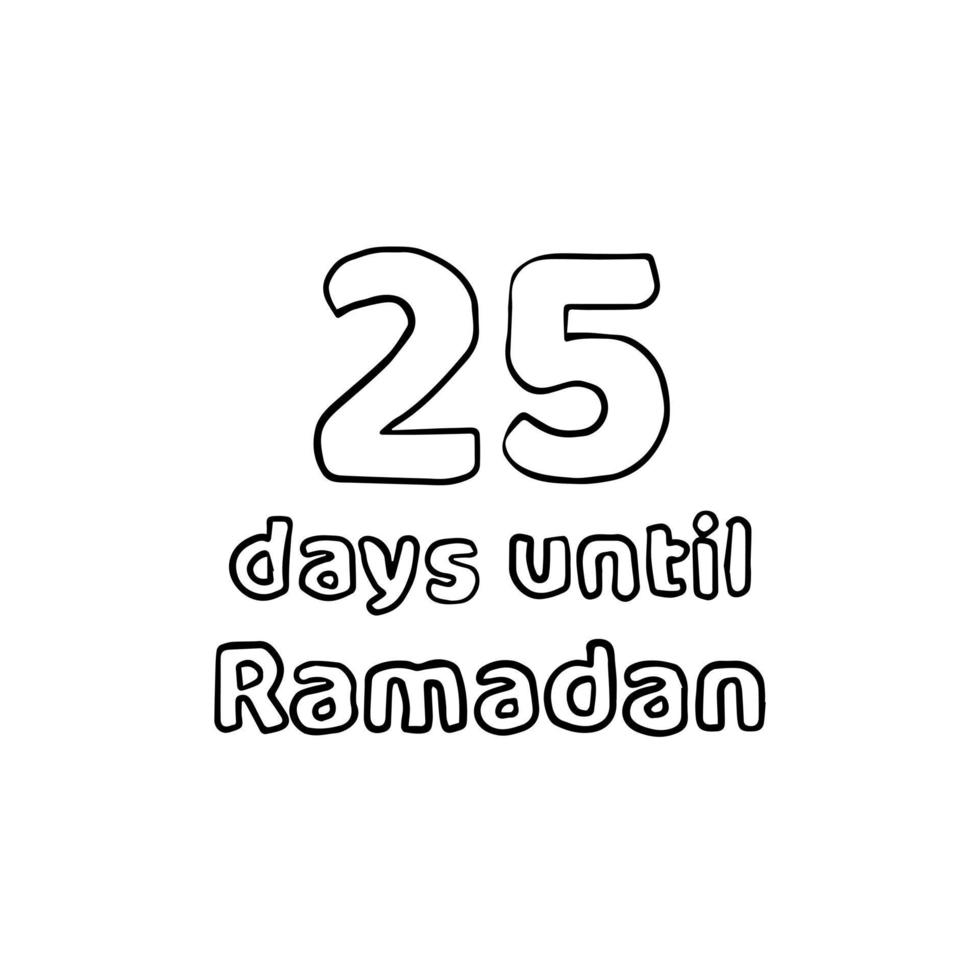 Countdown to Ramadan - 25 Days to Ramadan - 25 Hari Menuju Ramadhan Pencil Sketch Illustration vector