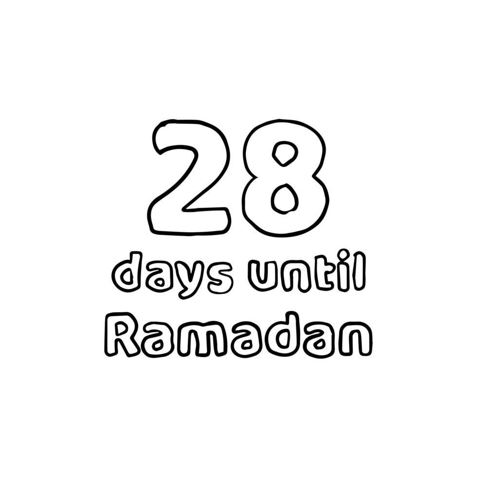 Countdown to Ramadan - 28 Days to Ramadan - 28 Hari Menuju Ramadhan Pencil Sketch Illustration vector