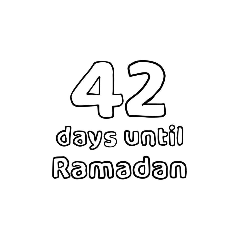 Countdown to Ramadan - 42 Days to Ramadan - 42 Hari Menuju Ramadhan Pencil Sketch Illustration vector
