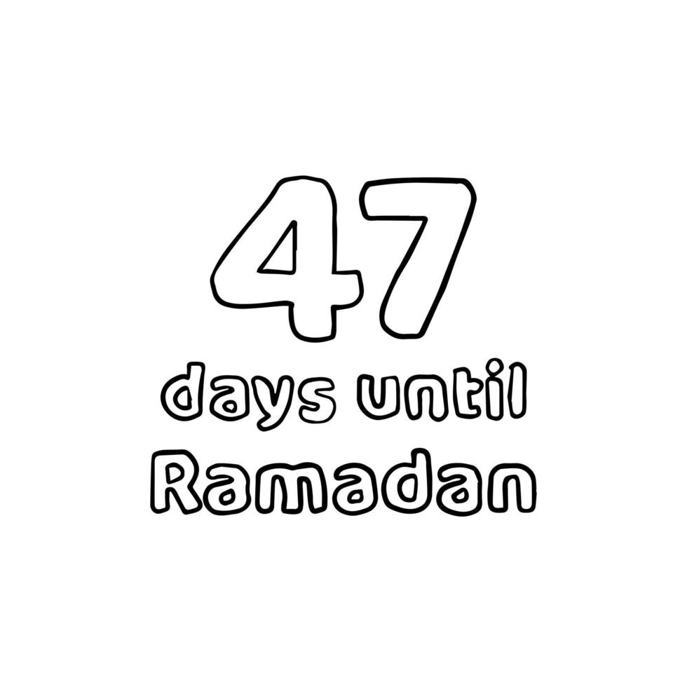 Countdown to Ramadan - 47 Days to Ramadan - 47 Hari Menuju Ramadhan Pencil Sketch Illustration vector