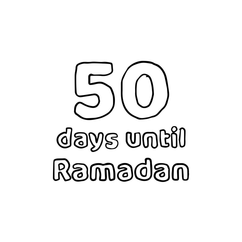 Countdown to Ramadan - 50 Days to Ramadan - 50 Hari Menuju Ramadhan Pencil Sketch Illustration vector