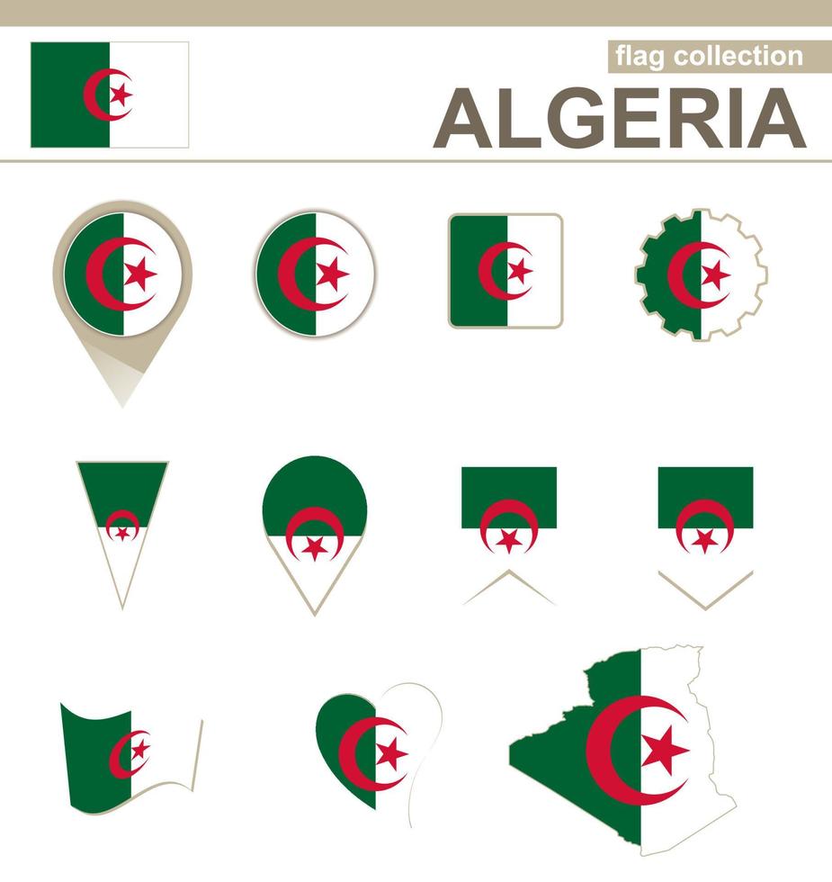 colección de banderas de argelia vector