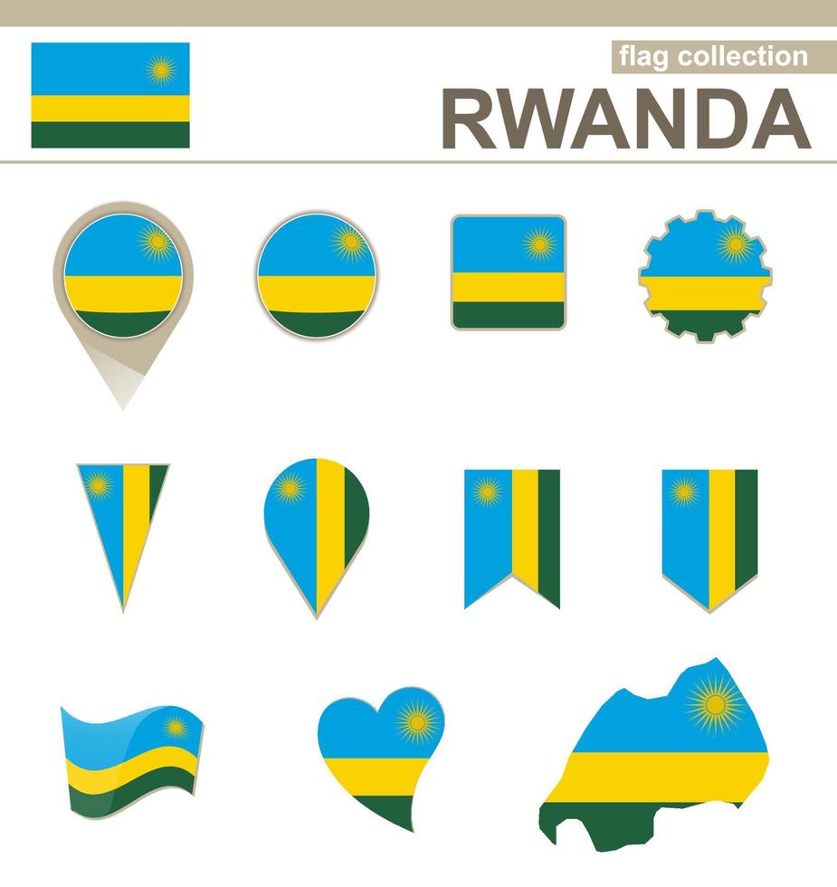 colección de banderas de ruanda vector