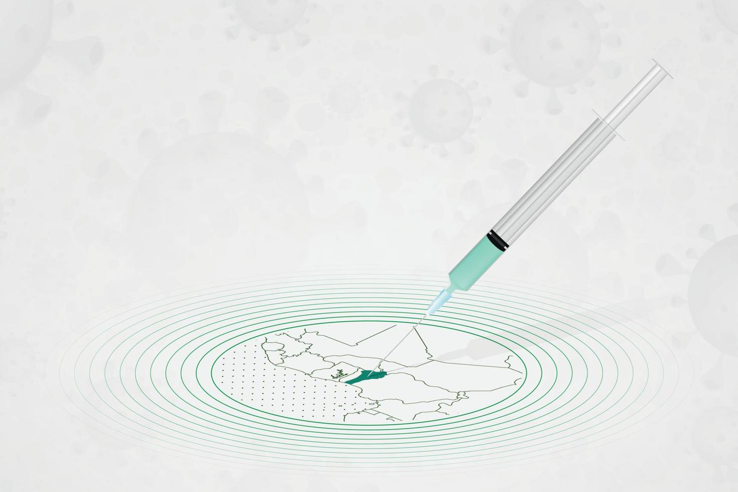 concepto de vacunación de benin, inyección de vacuna en el mapa de benin. vacuna y vacunación contra el coronavirus, covid-19. vector