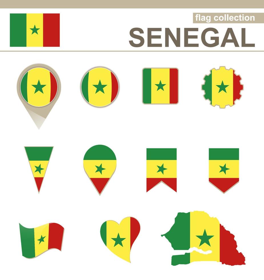 colección de banderas de senegal vector