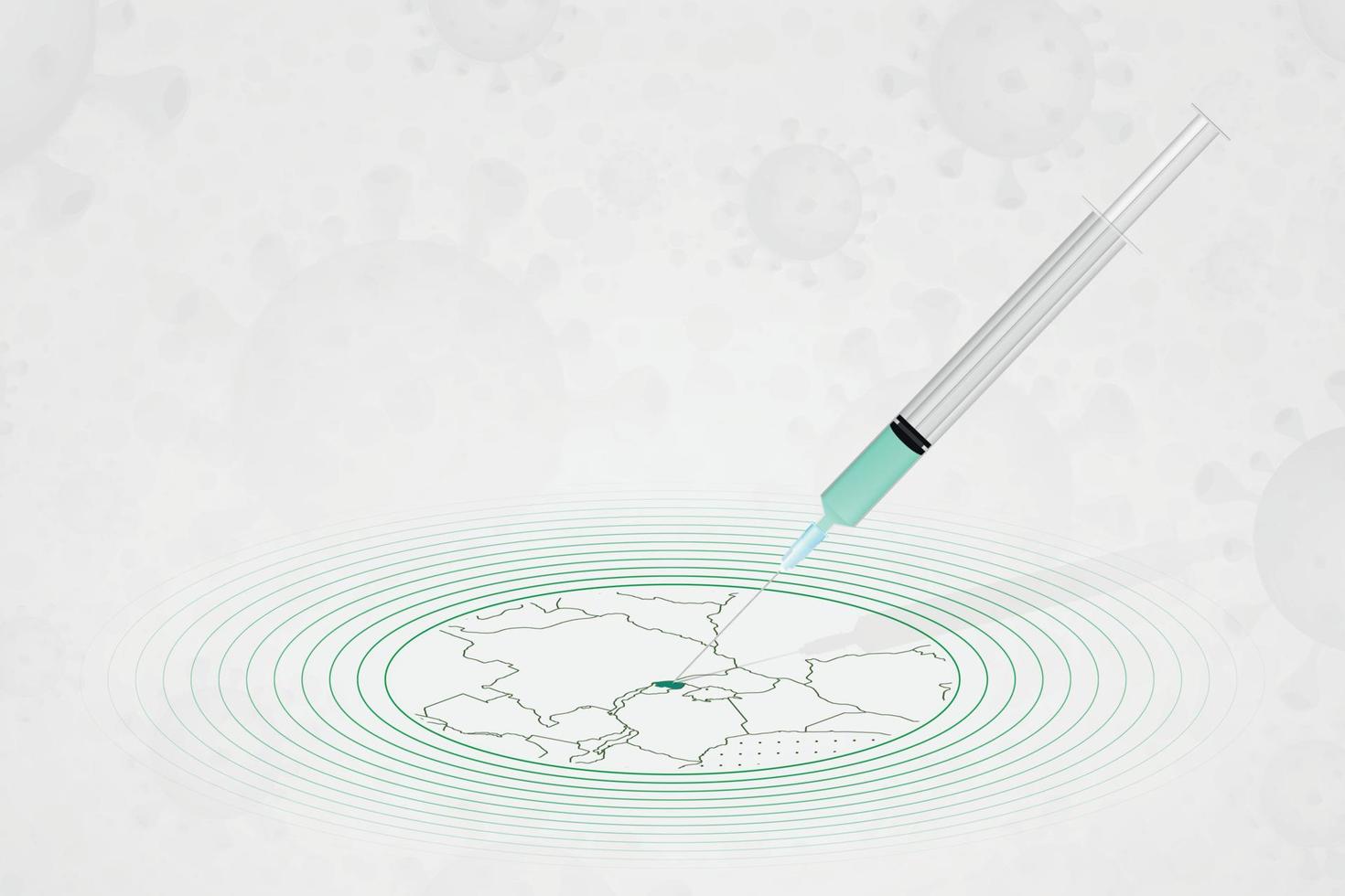 Rwanda vaccination concept, vaccine injection in map of Rwanda. Vaccine and vaccination against coronavirus, COVID-19. vector
