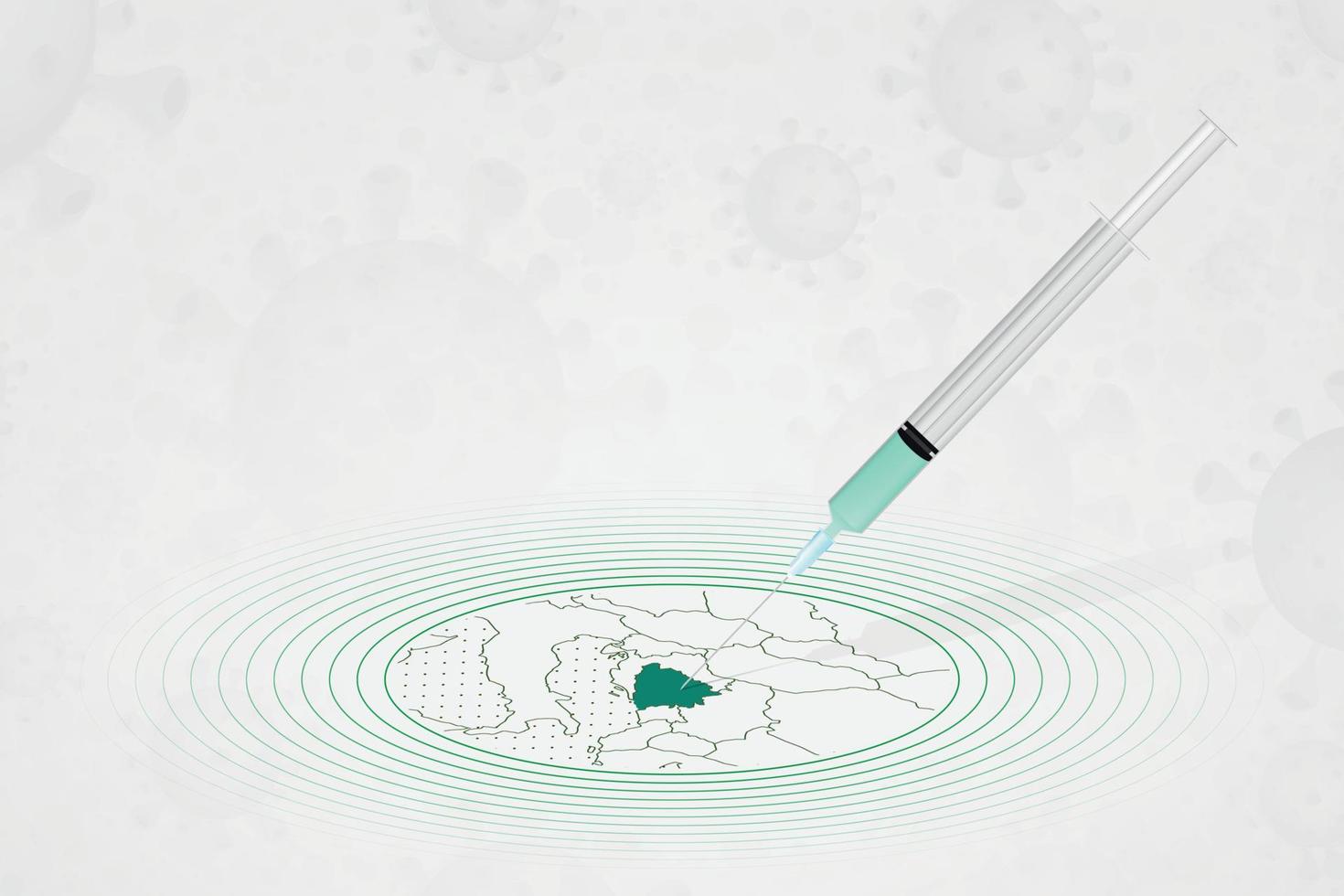 concepto de vacunación de bosnia y herzegovina, inyección de vacuna en el mapa de bosnia y herzegovina. vacuna y vacunación contra el coronavirus, covid-19. vector