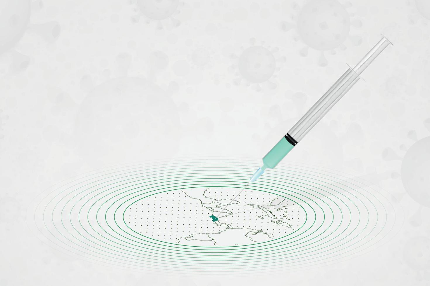 Costa Rica vaccination concept, vaccine injection in map of Costa Rica. Vaccine and vaccination against coronavirus, COVID-19. vector