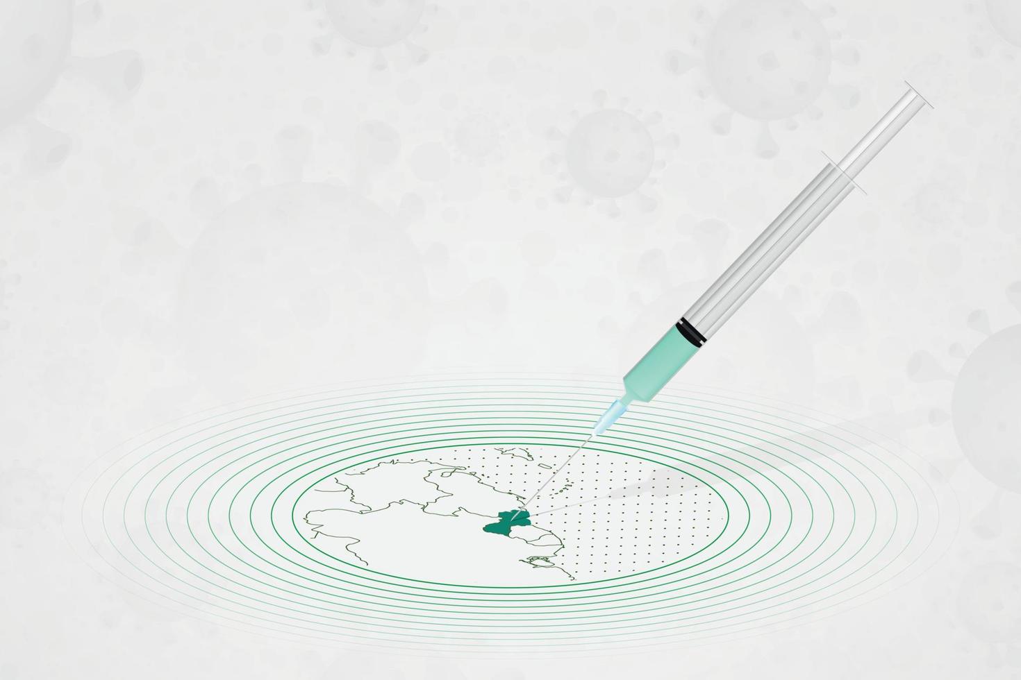 Guyana vaccination concept, vaccine injection in map of Guyana. Vaccine and vaccination against coronavirus, COVID-19. vector