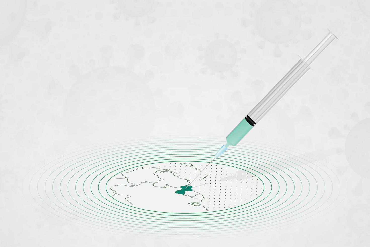 concepto de vacunación de guyana, inyección de vacuna en el mapa de guyana. vacuna y vacunación contra el coronavirus, covid-19. vector