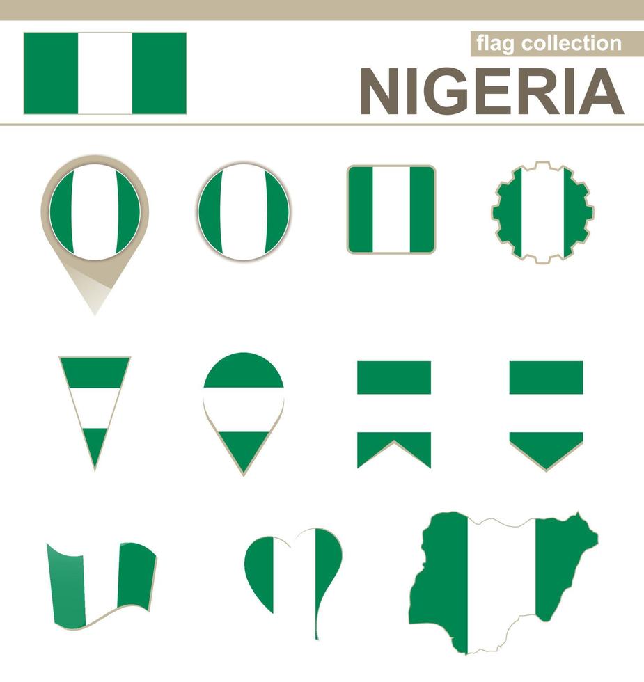 colección de banderas de nigeria vector