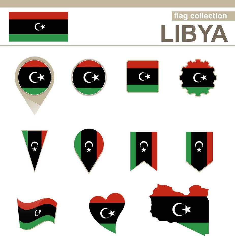 colección de banderas de libia vector