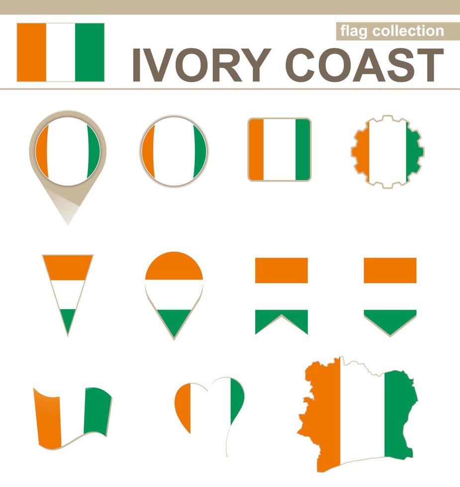 Ivory Coast Flag Collection vector