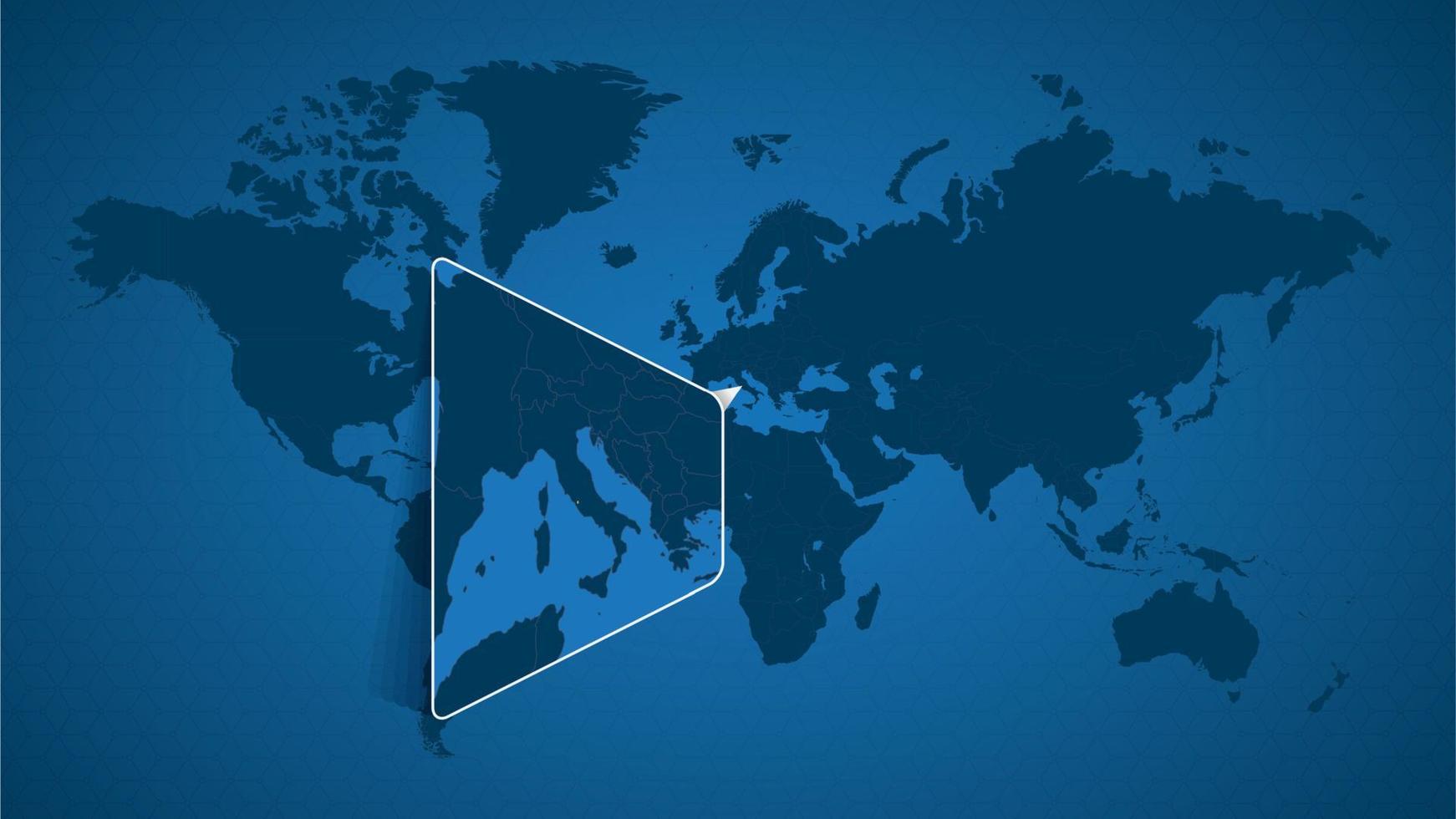 mapa detallado del mundo con un mapa ampliado de la ciudad del vaticano y los países vecinos. vector