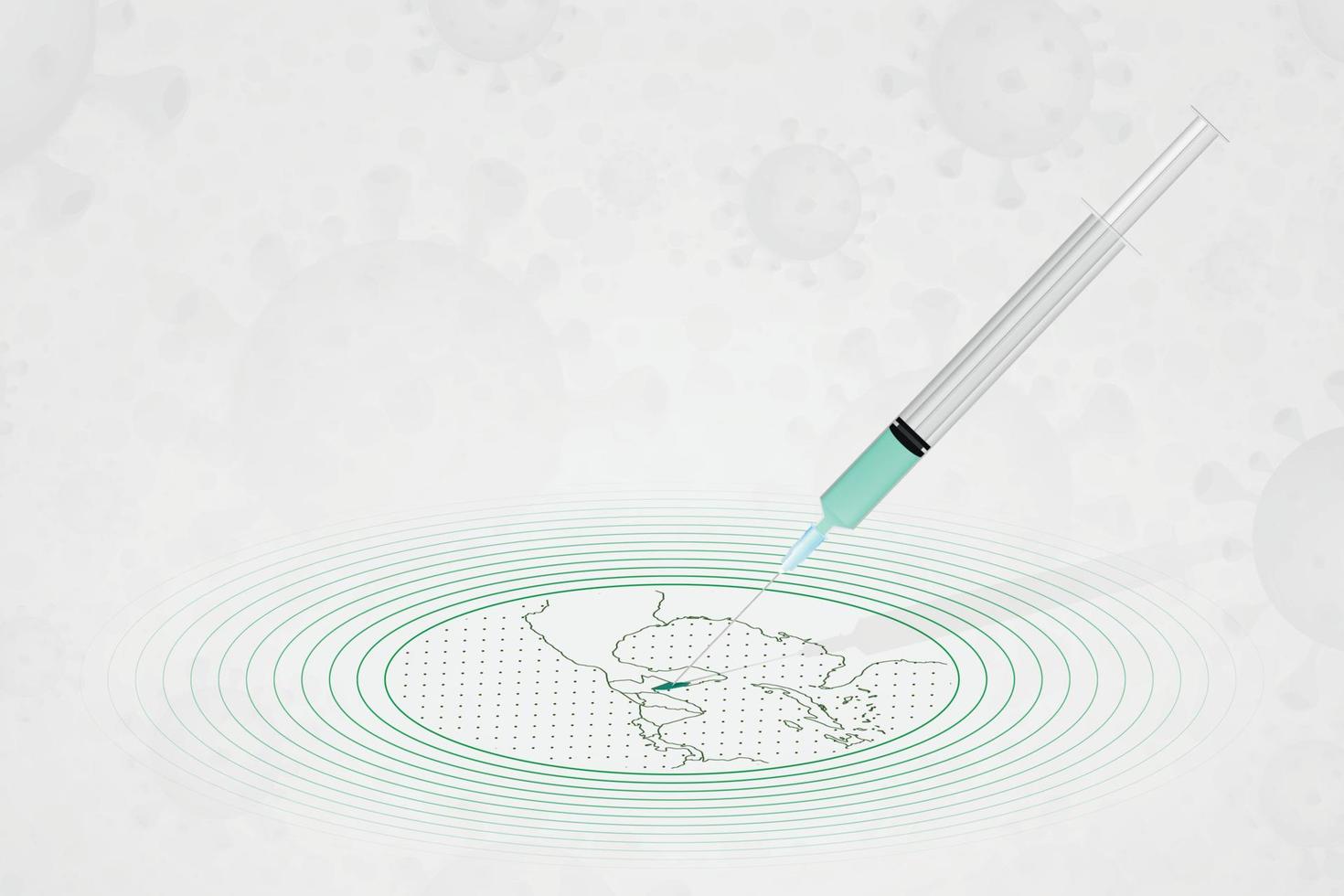 Belize vaccination concept, vaccine injection in map of Belize. Vaccine and vaccination against coronavirus, COVID-19. vector