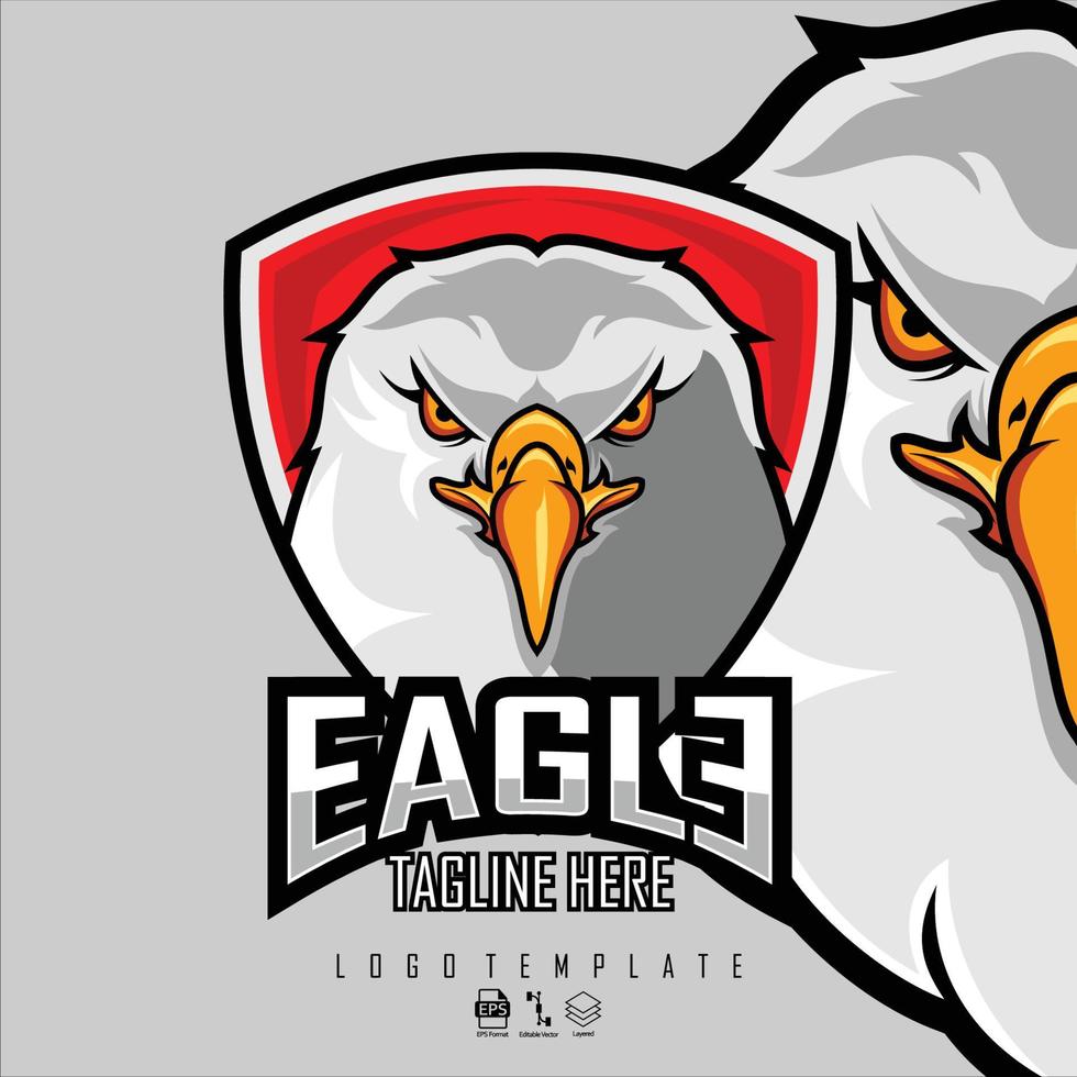 plantilla de logotipo de e-sport de águila con un fondo gris.eps vector