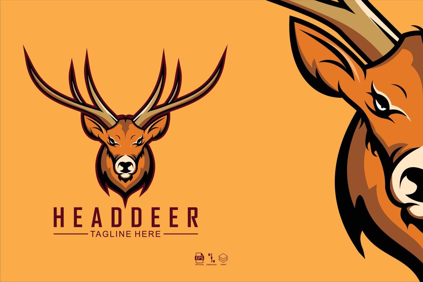 HEAD DEER ILLUSTRATION WITH A YELLOW BACKGROUND.eps vector