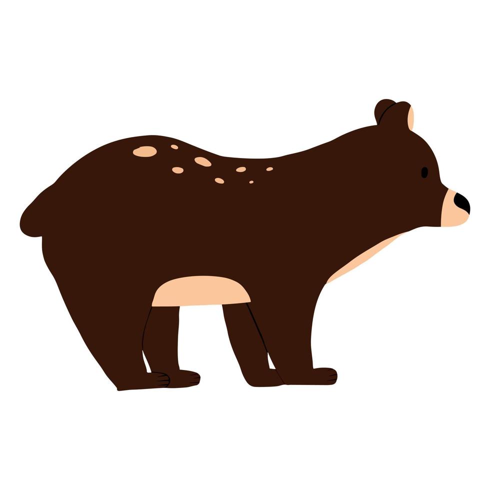 Bear illustration isolated on white background. Cute hand drawn brown bear. vector
