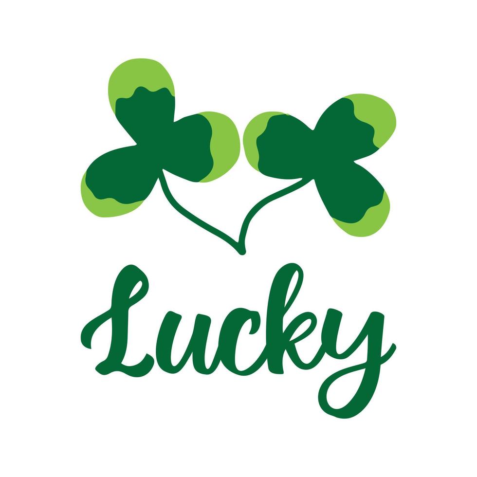 Vector illustration of clover for St. Patrick's day. Lettering and clover.