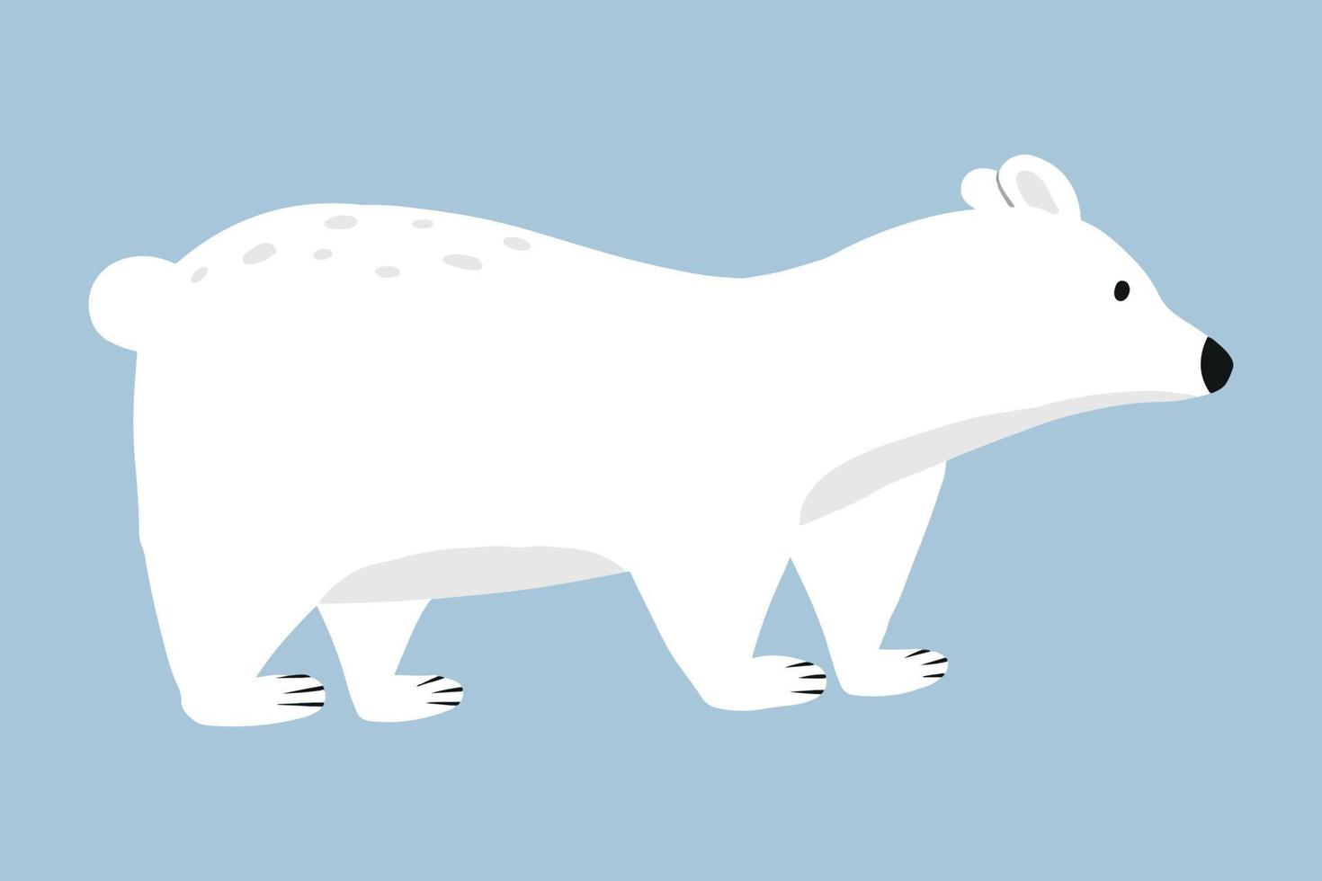 Polar bear illustration isolated on blue background. Cute hand drawn polar bear in cartoon style. vector