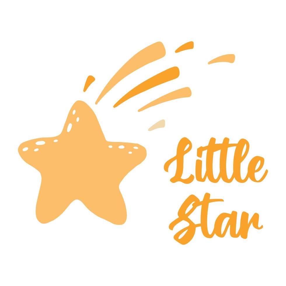 Vector illustration of a cute star. Kids poster with a star. Hand-drawn illustration of a small star for the nursery.
