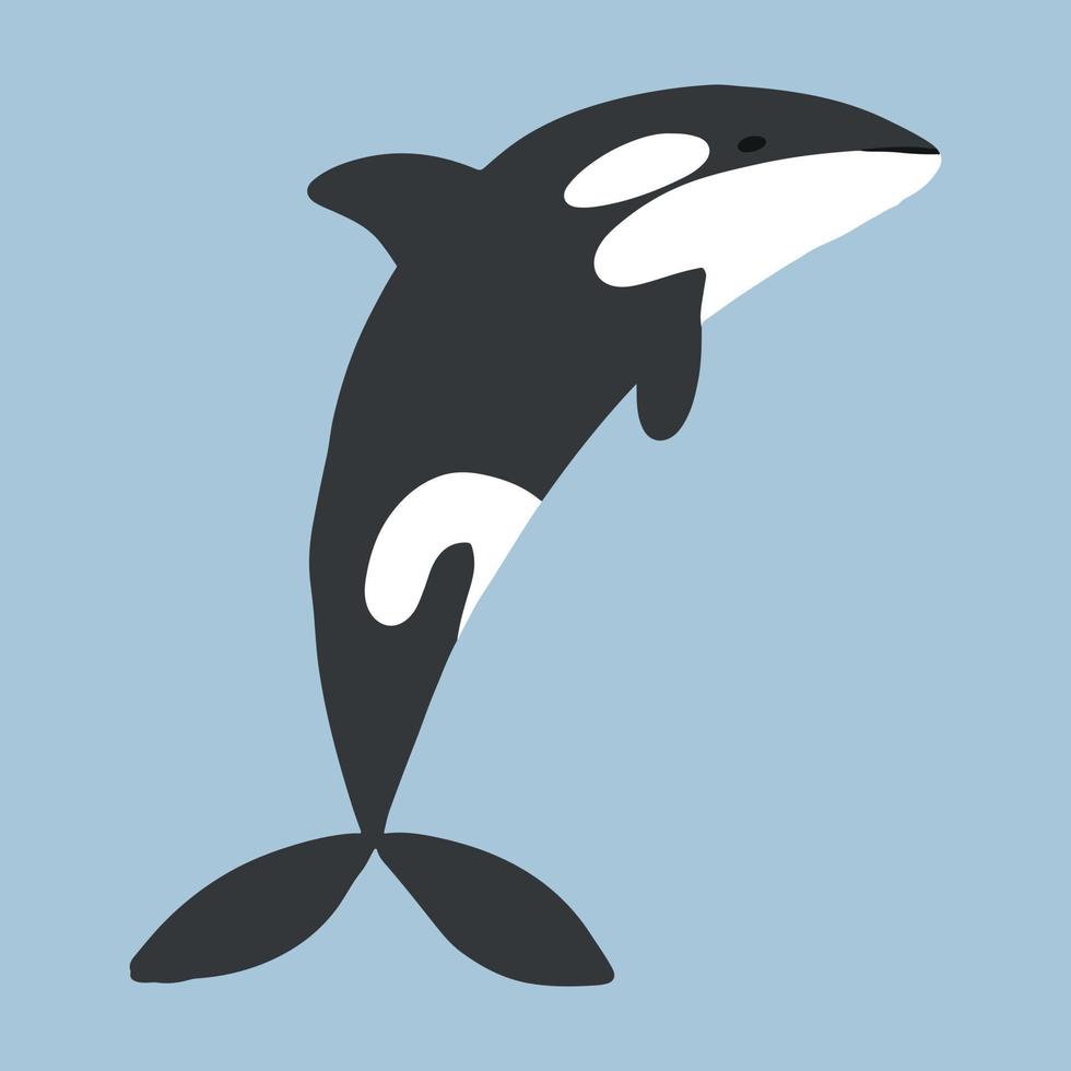 ilustración infantil de linda orca. ballena asesina dibujada a mano. ballena linda vector