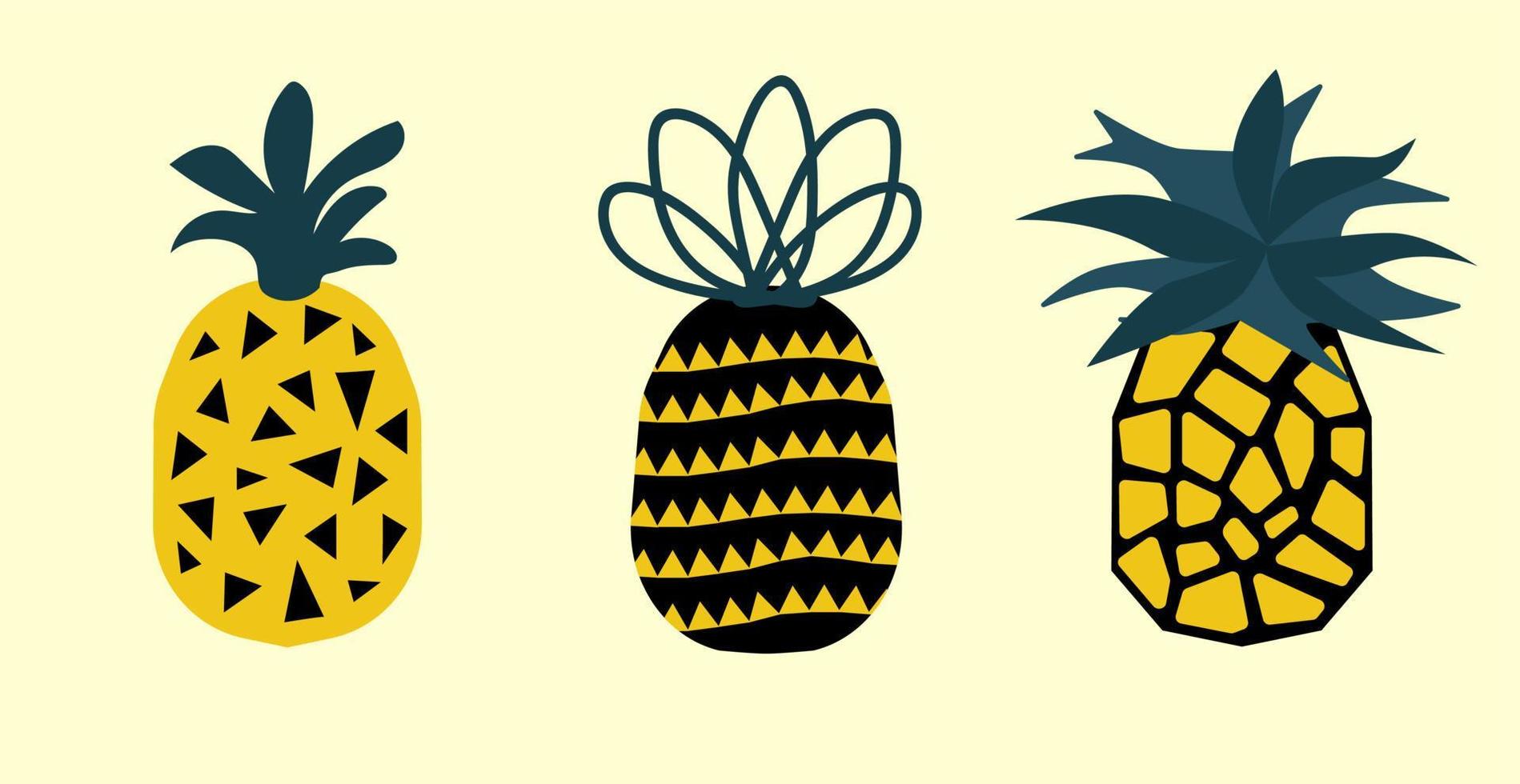 fresh pineapple illustration with various shapes and styles of abstract drawing vector