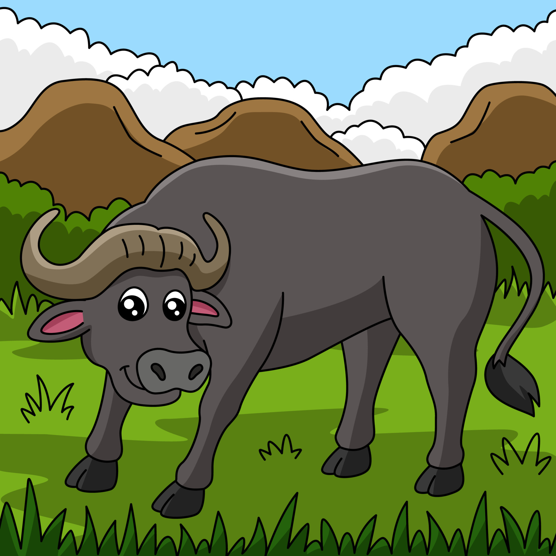 Buffalo Cartoon Vector Colored Illustration 5561594 Vector Art At Vecteezy Buffalo Cartoon Colored Illustration Free Vector