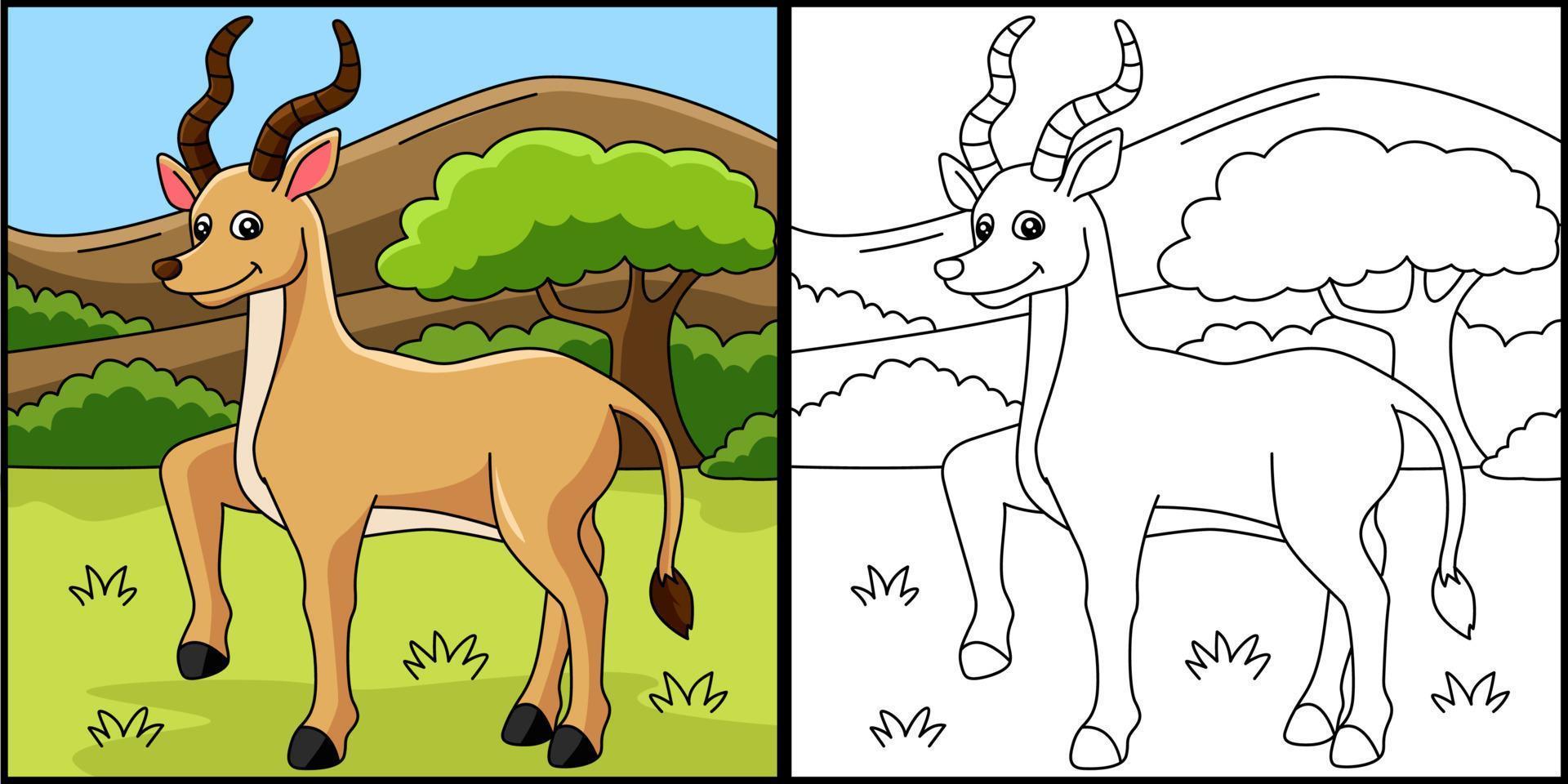 Antelope Coloring Page Vector Illustration