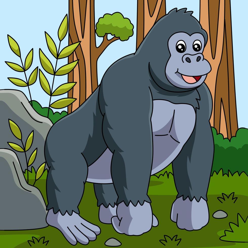 ilustración de color de vector de dibujos animados de gorila