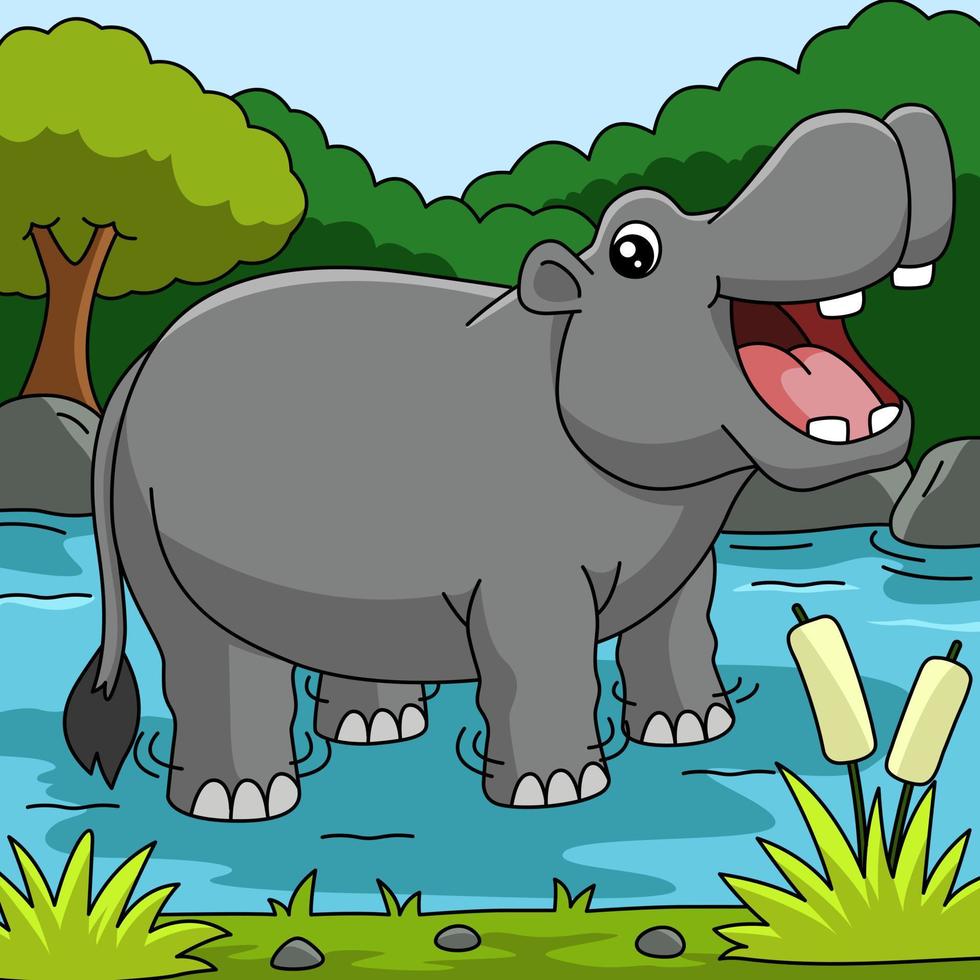 ilustración de color de vector de dibujos animados de hipopótamo 5561609  Vector en Vecteezy