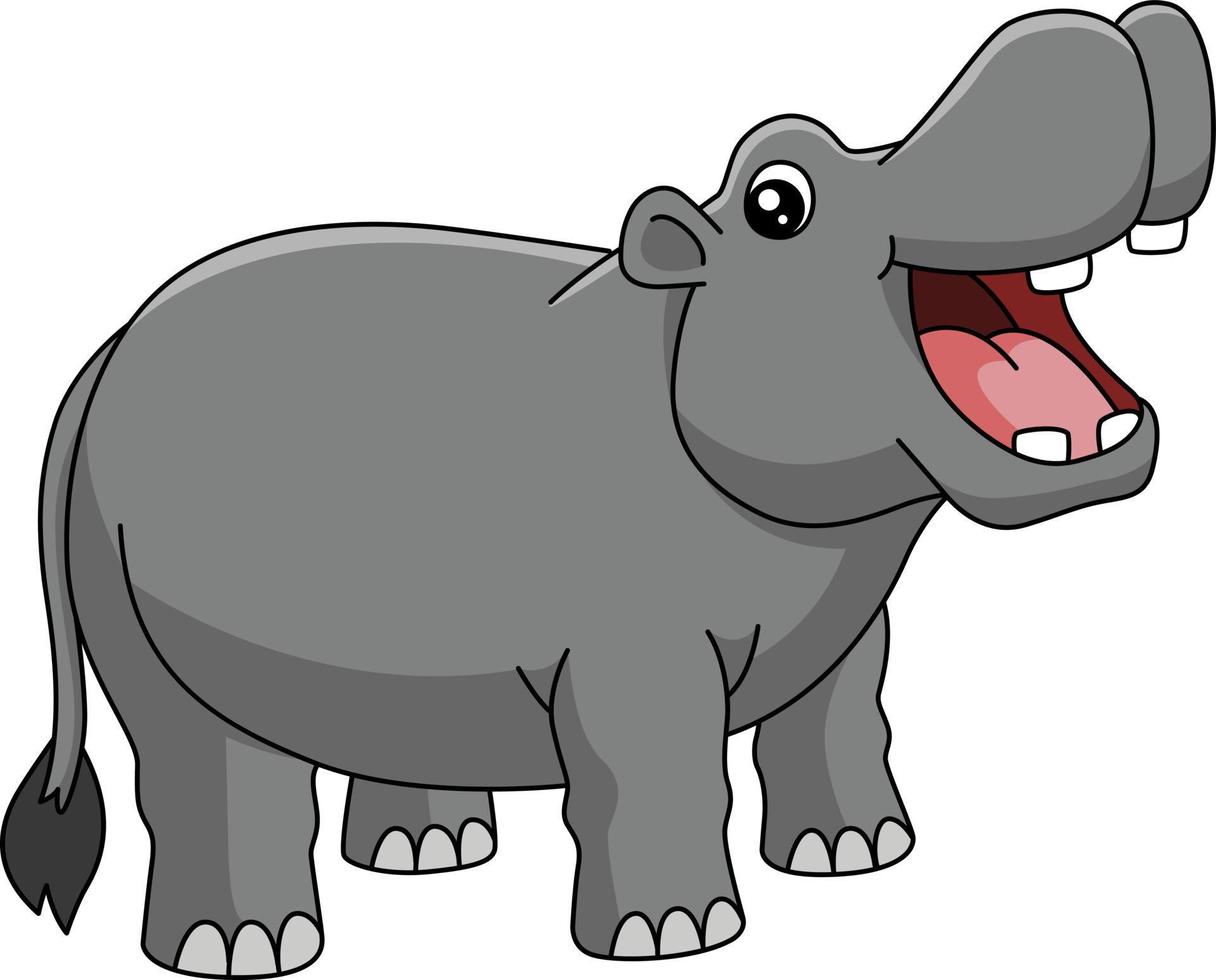 Hippo Cartoon Clipart Vector Illustration