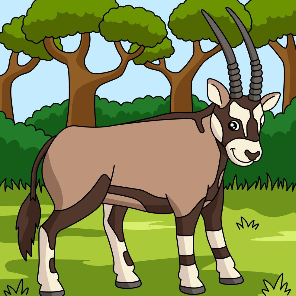 Oryx Cartoon Vector Colored Illustration