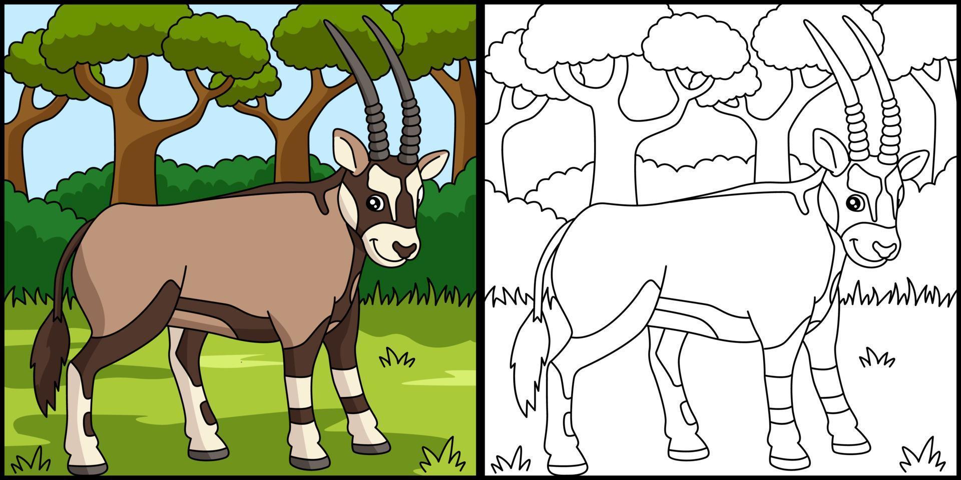 oryx para colorear ilustración vectorial de la página vector